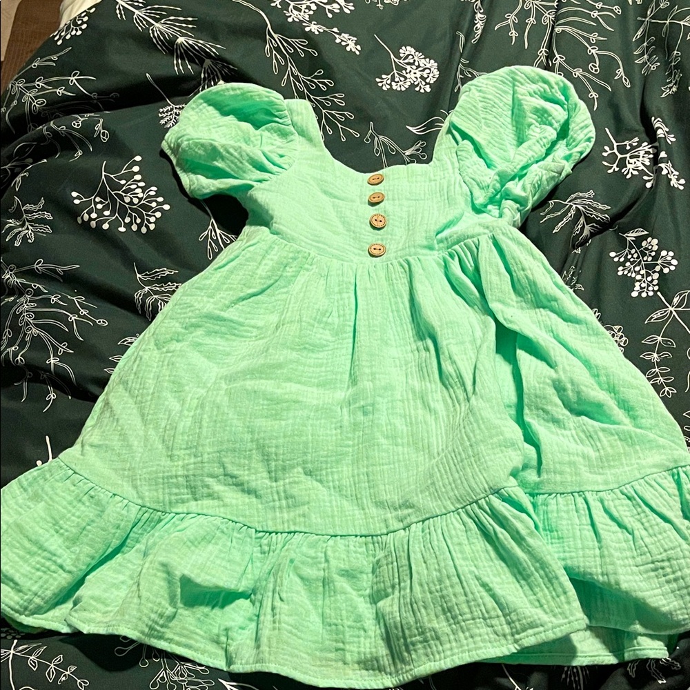 Cheeky Plum Mint Green 5T Puff Sleeve Dress